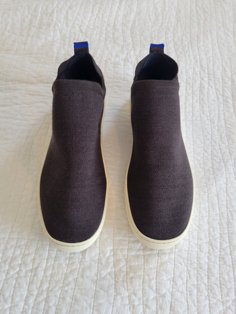 Rothys Slip-On Merino Wool Chelsea Boot in Dark Brown with Cream Sole - Picture 3 of 8